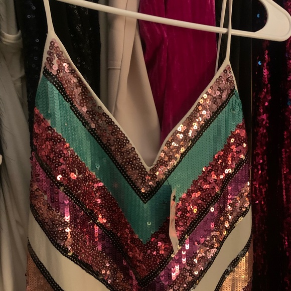 Express sequin chevron mini dress PS - Picture 4 of 8